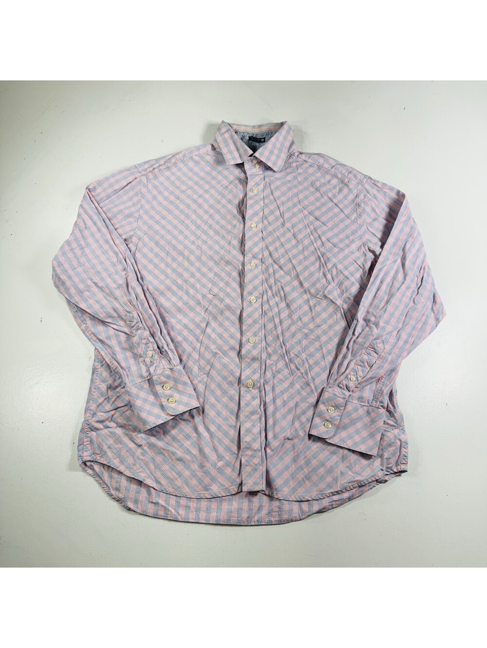 Robert Graham Button Down Shirt L/S Blue Red Plaid Striped Men’s Size XL